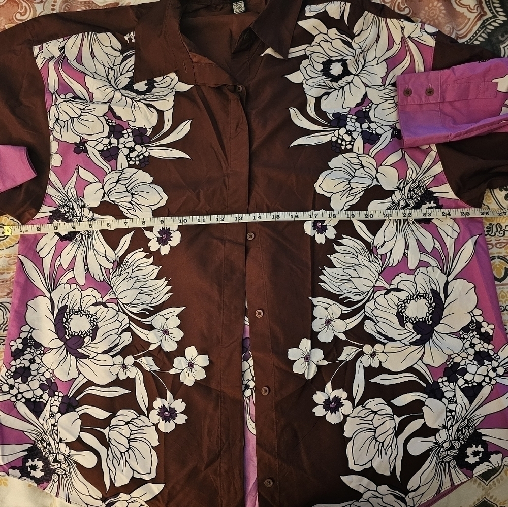 EXPRESS WOMEN'S FLORAL BOYFRIEND PORTOFINO SHIRT, Sz L - Picture 8 of 9